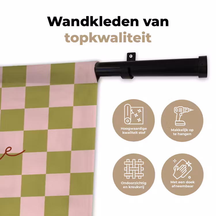 Wandkleed - Patroon - Geblokt - Olijfgroen - Amore — 3