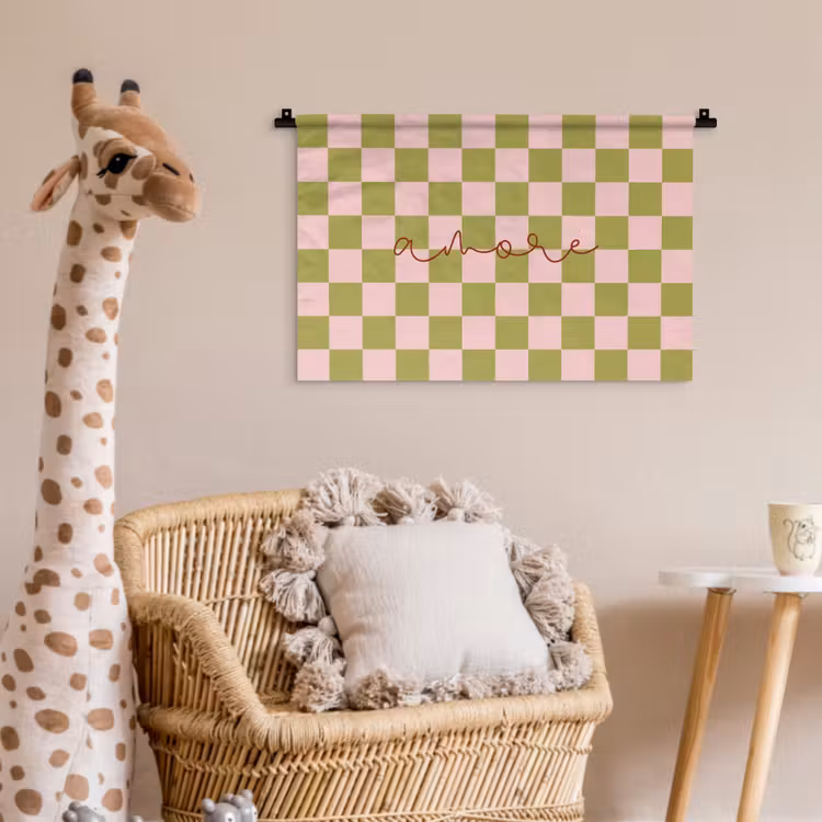 Wandkleed - Patroon - Geblokt - Olijfgroen - Amore — 5