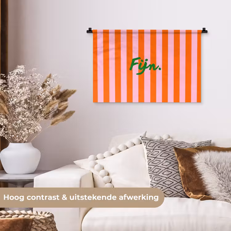 Wandkleed - Patroon - Oranje - Fijn - Strepen — 4