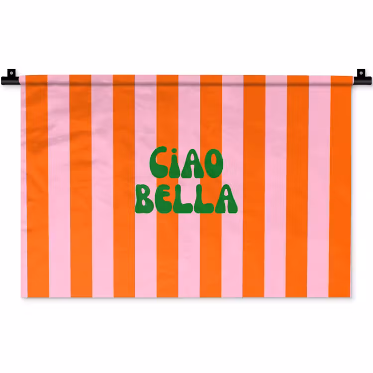 Wandkleed - Strepen - Oranje - Verticaal - Ciao bella — 1