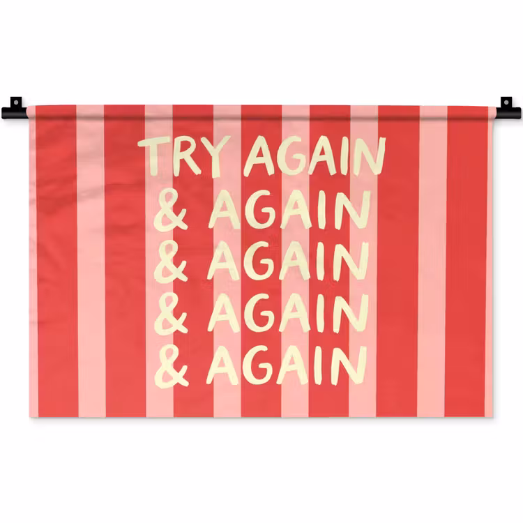Wandkleed - Strepen - Rood - Try again — 1