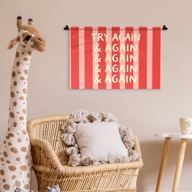 Wandkleed - Strepen - Rood - Try again — 5