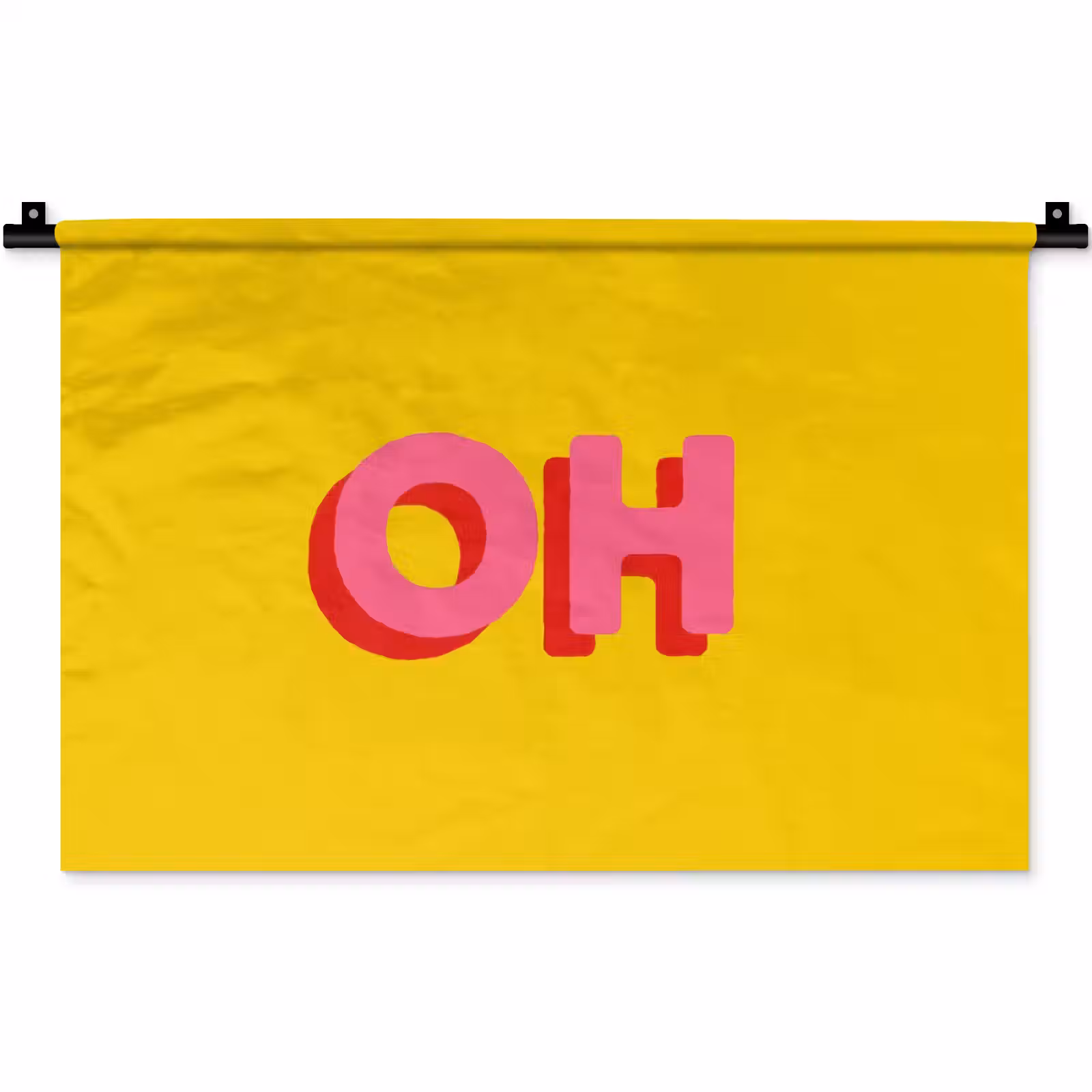 Wandkleed - Geel - Roze - Oh - 3D — 1