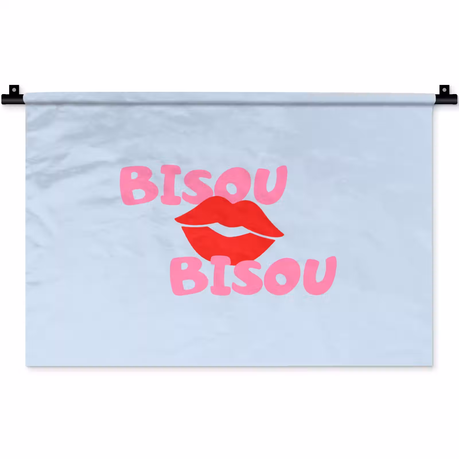 Wandkleed - Lippen - Bisou - Blauw — 1