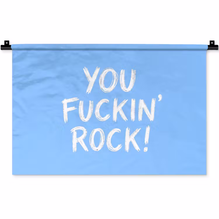 Wandkleed - Blauw - Wit - You fuckin rock — 1