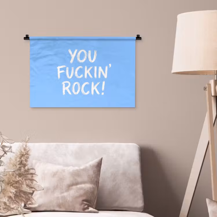 Wandkleed - Blauw - Wit - You fuckin rock — 2