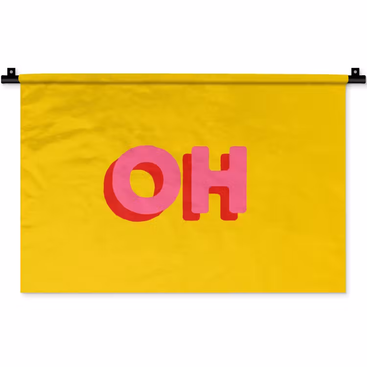 Wandkleed - Geel - Roze - Oh - 3D — 1