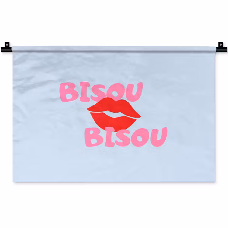 Wandkleed - Lippen - Bisou - Blauw — 1