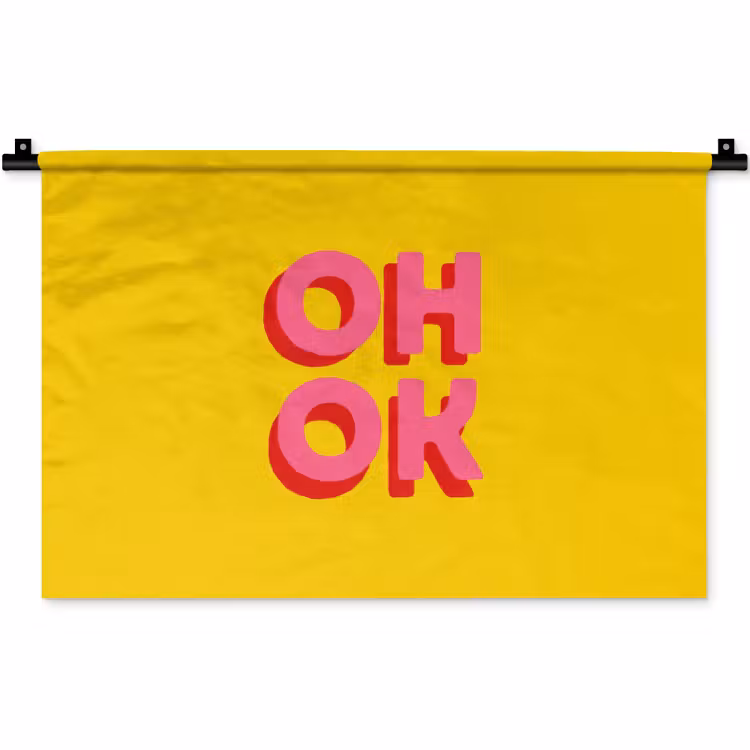 Wandkleed - Oh ok - 3D - Geel - Roze — 1