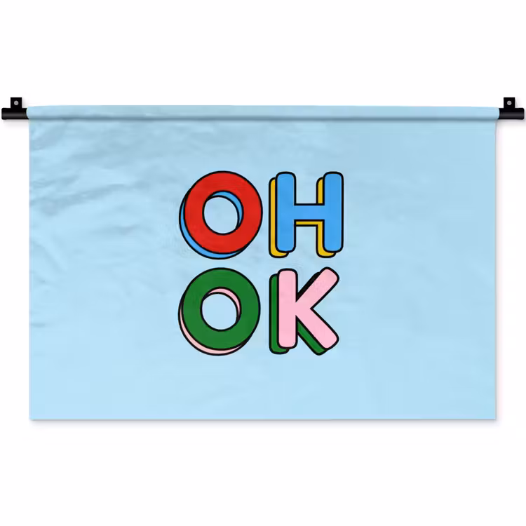 Wandkleed - Oh ok - Blauw - Kleurrijk — 1