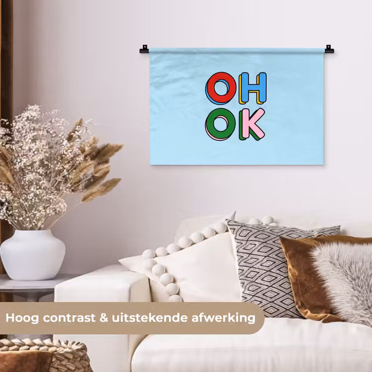 Wandkleed - Oh ok - Blauw - Kleurrijk — 4