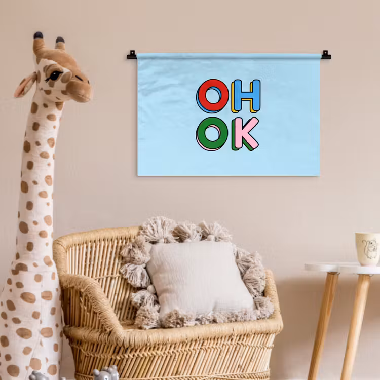 Wandkleed - Oh ok - Blauw - Kleurrijk — 5
