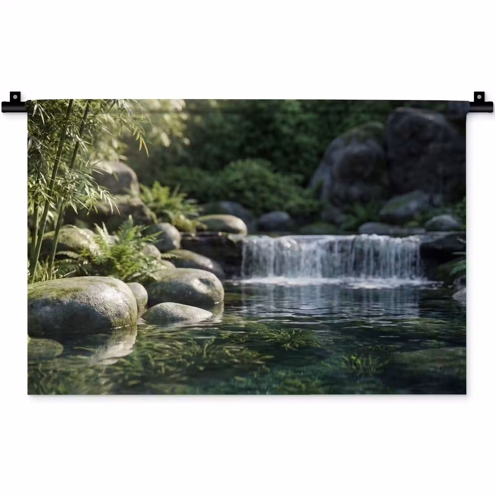 Wandkleed - Beek - Waterval - Natuur - Groen — 1