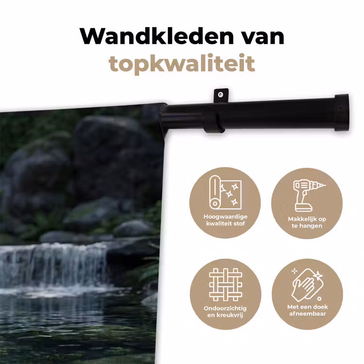 Wandkleed - Beek - Waterval - Natuur - Groen — 3