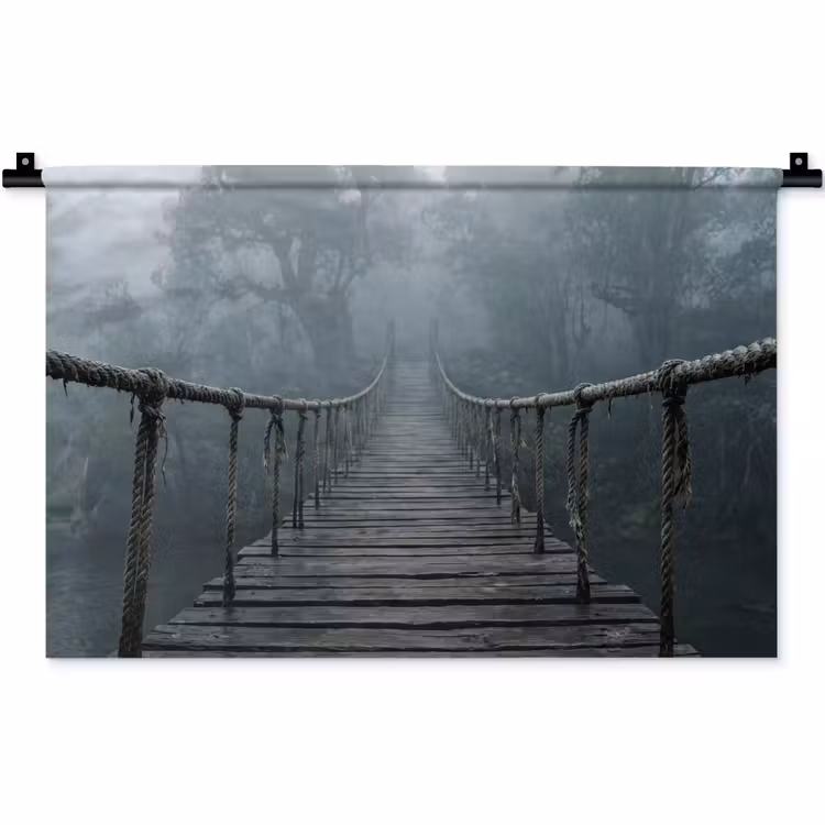 Wandkleed - Brug - Jungle - Mist - Natuur — 1