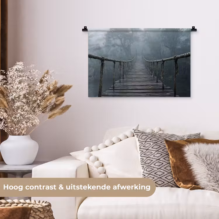 Wandkleed - Brug - Jungle - Mist - Natuur — 4