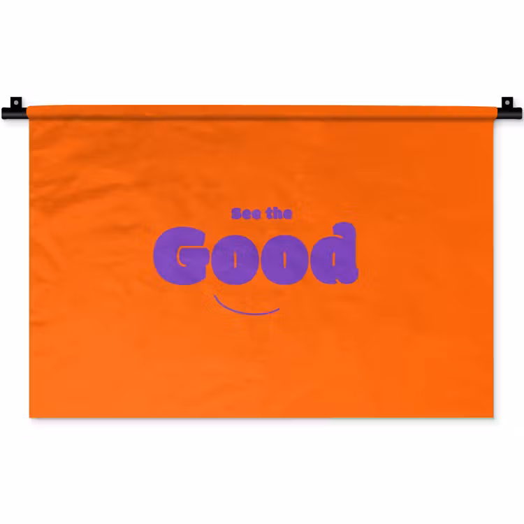 Wandkleed - See the good - Paars - Oranje - Smiley — 1