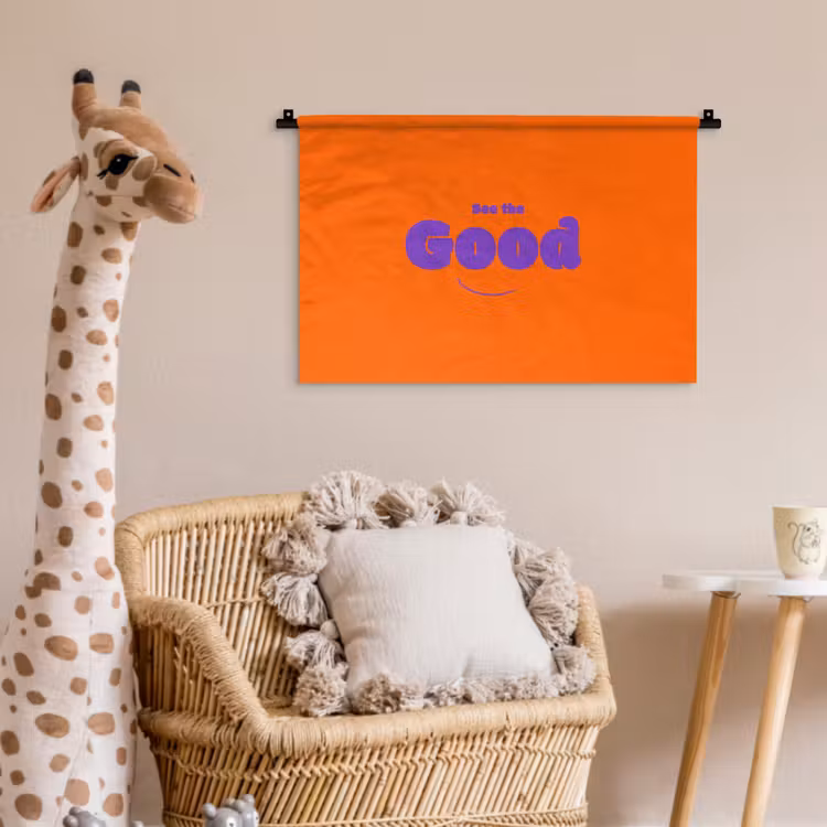Wandkleed - See the good - Paars - Oranje - Smiley — 5