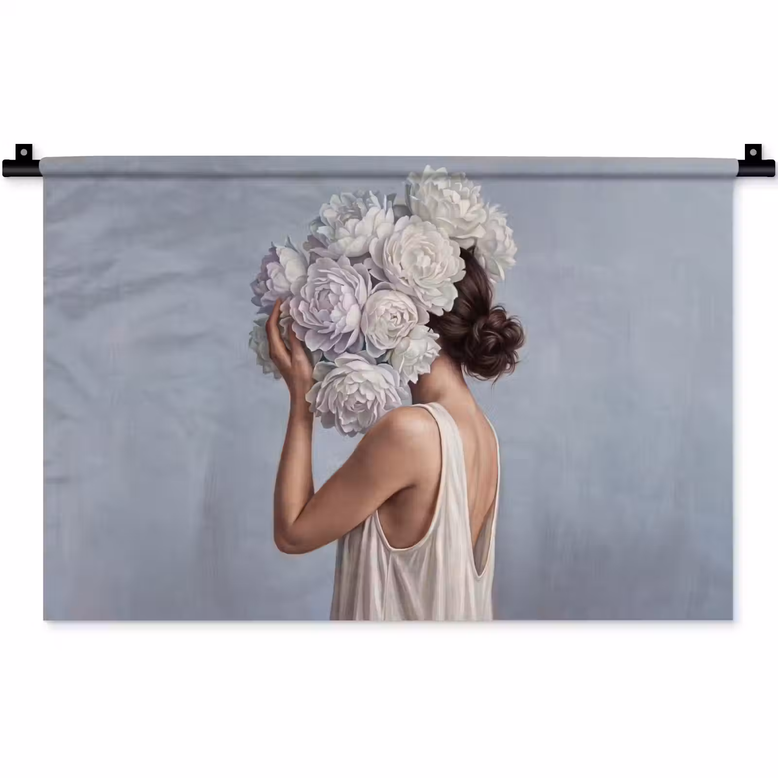 Wandkleed - Bloemen - Vrouw - Wit — 1