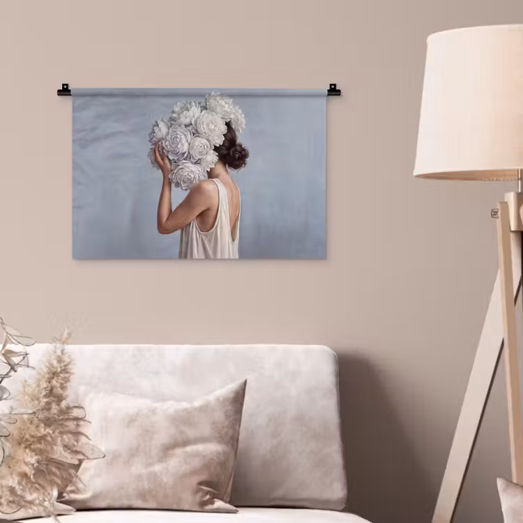 Wandkleed - Bloemen - Vrouw - Wit — 2