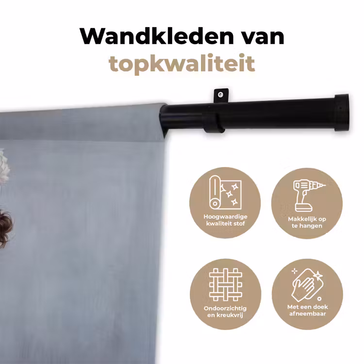 Wandkleed - Bloemen - Vrouw - Wit — 3