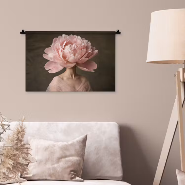 Wandkleed - Gezicht - Roos - Roze — 2