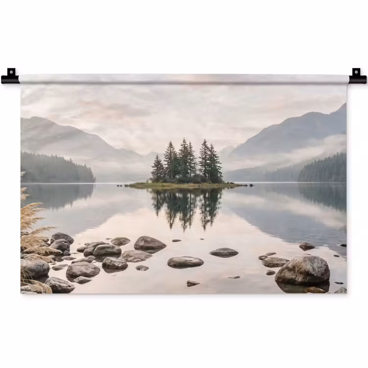 Wandkleed - Meer - Bergen - Landschap - Groen — 1