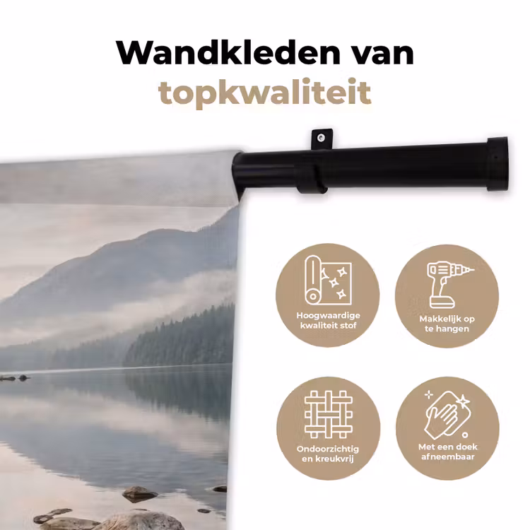 Wandkleed - Meer - Bergen - Landschap - Groen — 3