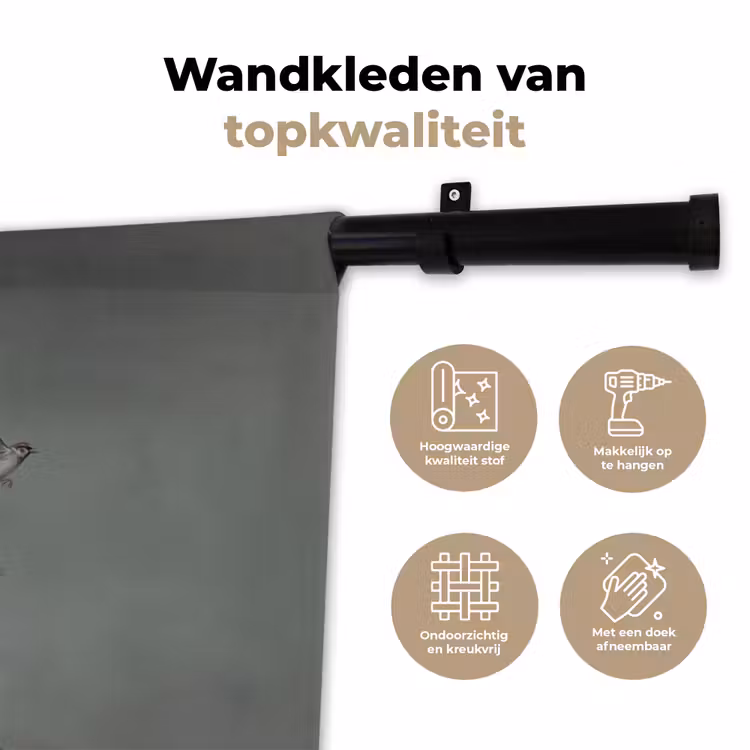 Wandkleed - Portret - Vogels - Zwart — 3