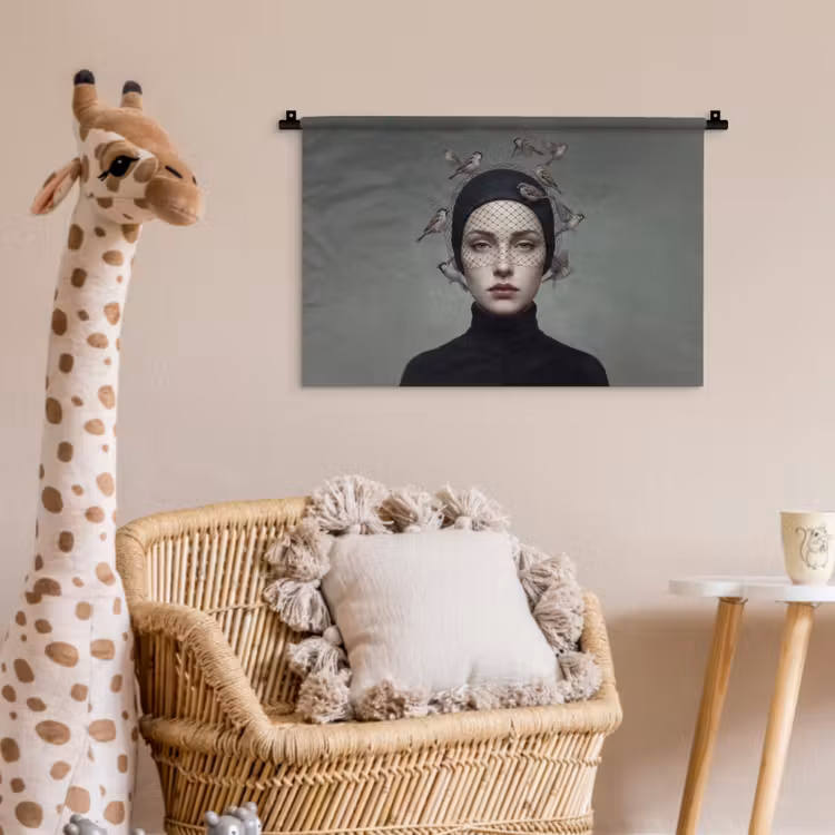 Wandkleed - Portret - Vogels - Zwart — 5