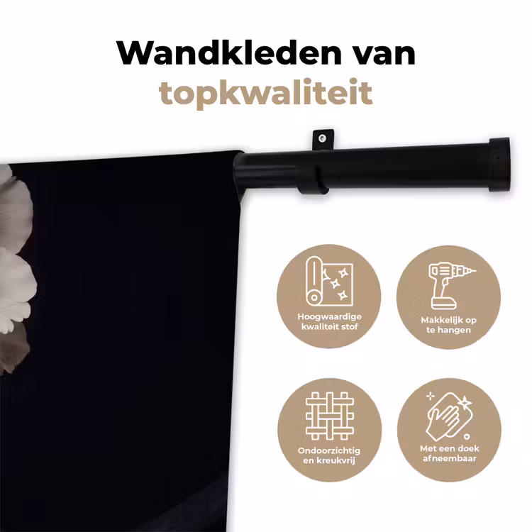 Wandkleed - Roos - Tijdloos - Zwart — 3