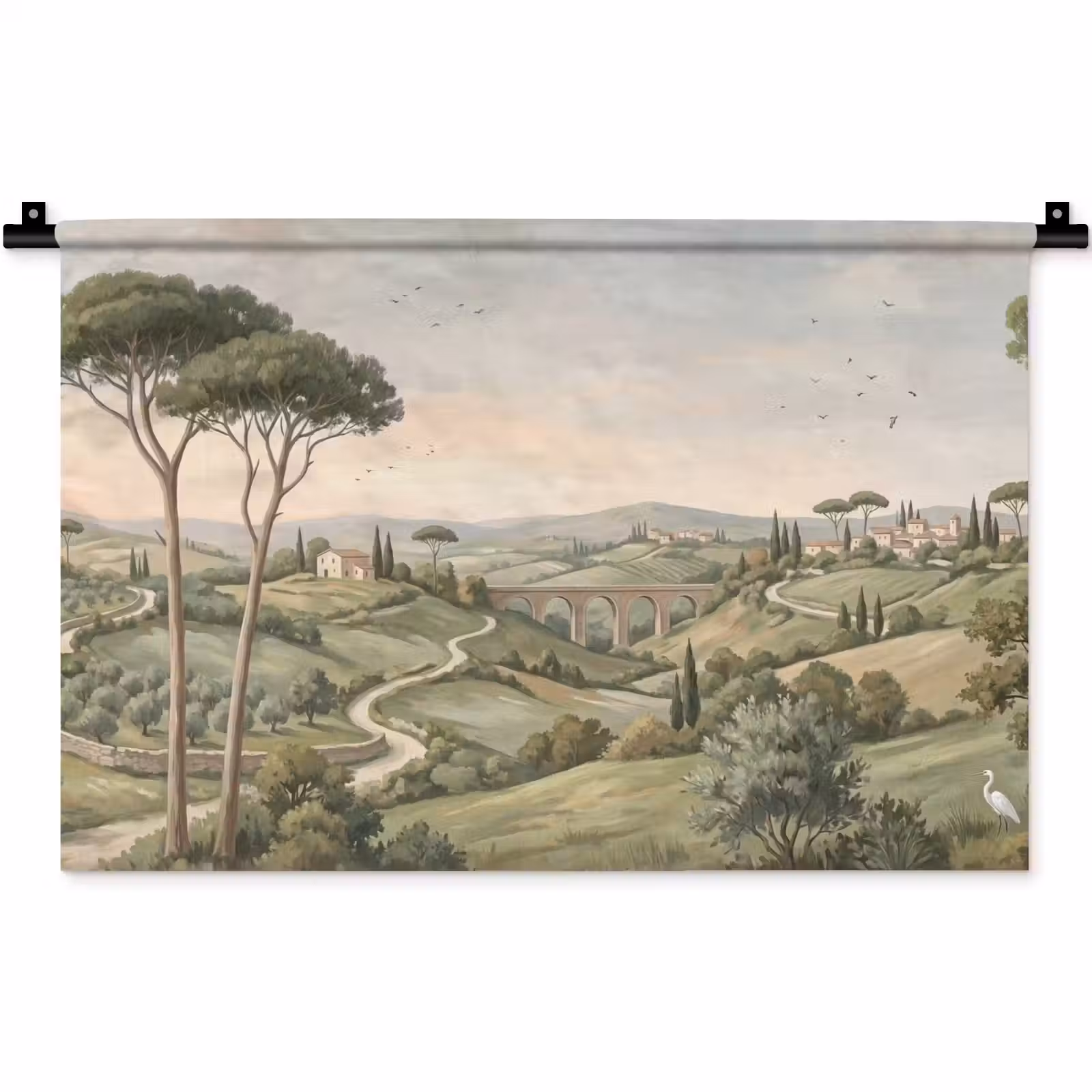 Wandkleed - Landschap - Heuvels - Zandpad - Groen — 1