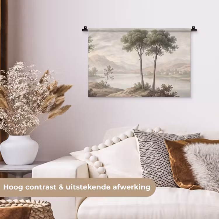 Wandkleed - Bomen - Meer - Bergen - Illustratie — 4