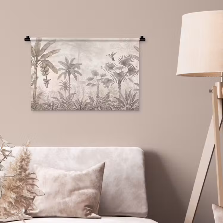 Wandkleed - Jungle - Banenboom - Kolibrie - Beige — 2