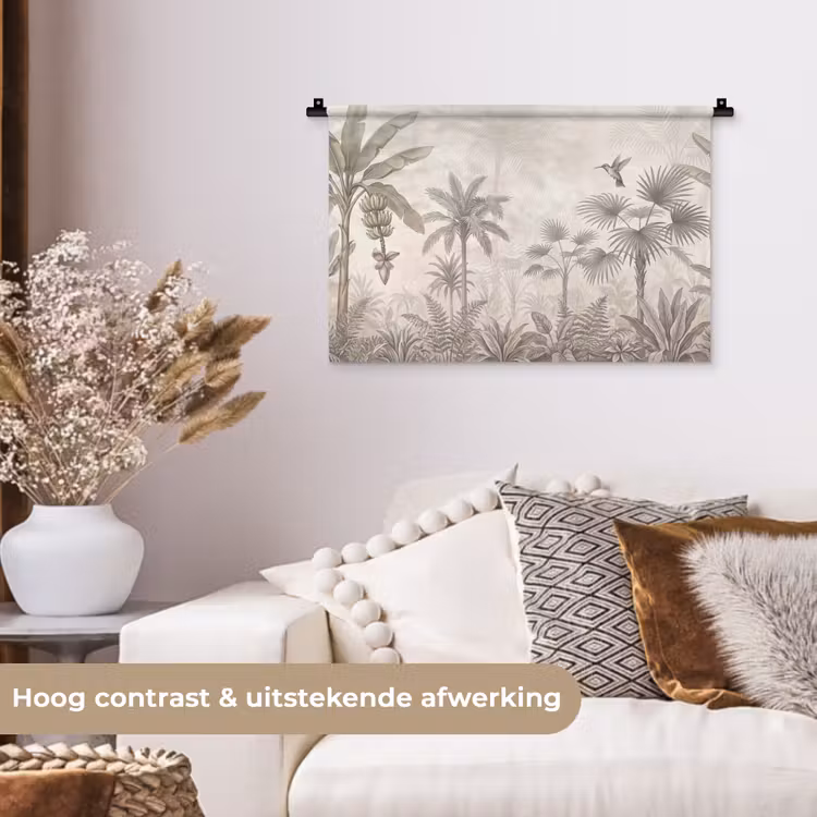 Wandkleed - Jungle - Banenboom - Kolibrie - Beige — 4