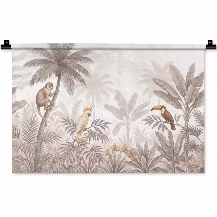 Wandkleed - Jungle - Dieren - Palmbomen — 1