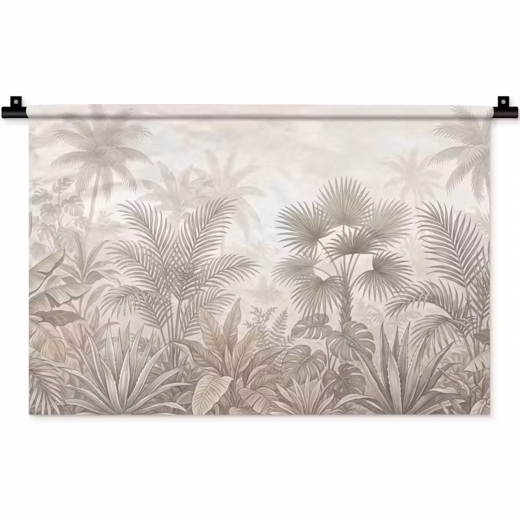 Wandkleed - Jungle - Tropisch - Natuur -Vintage - Beige — 1