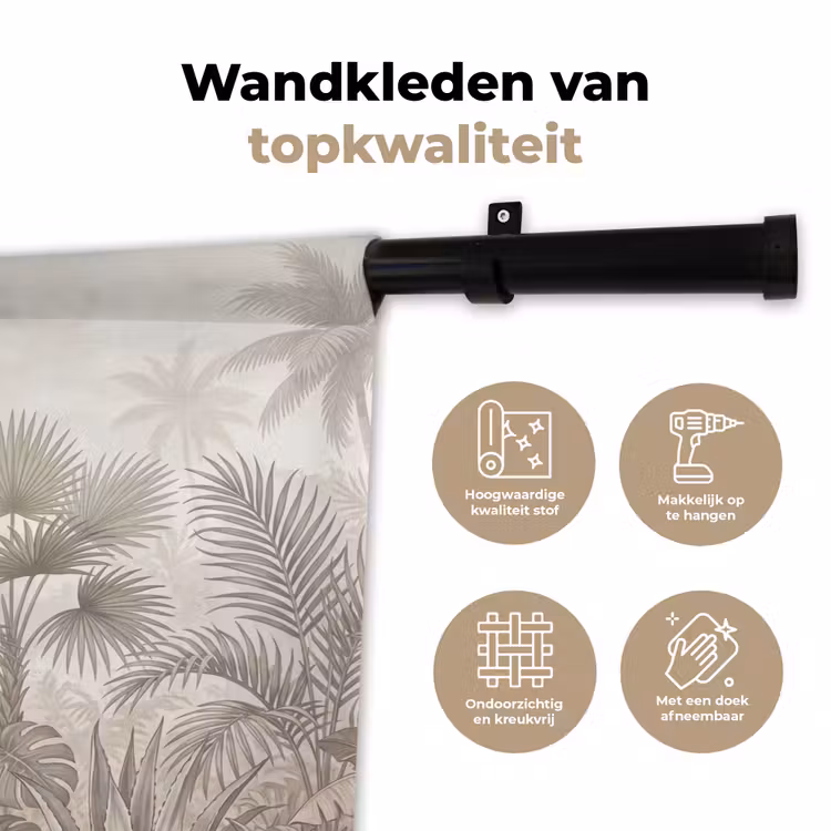 Wandkleed - Jungle - Tropisch - Natuur -Vintage - Beige — 3