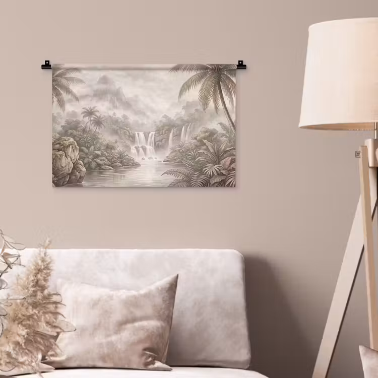 Wandkleed - Jungle - Watervallen - Tropisch - Illustratie — 2