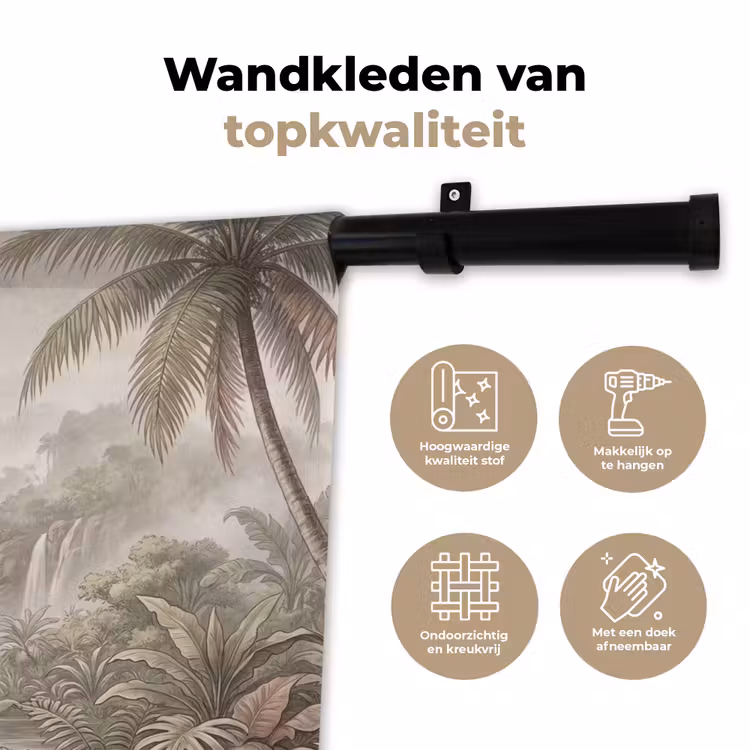 Wandkleed - Jungle - Watervallen - Tropisch - Illustratie — 3