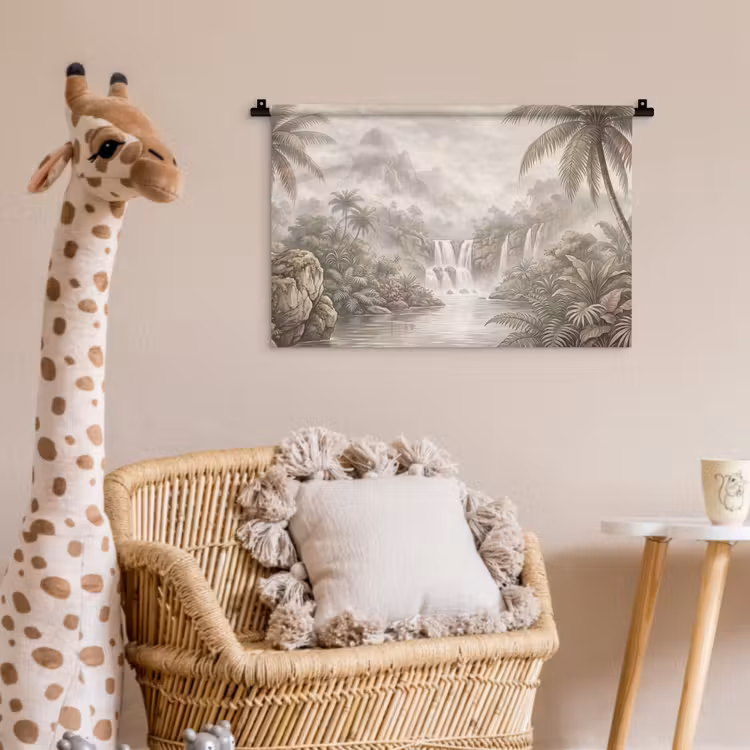 Wandkleed - Jungle - Watervallen - Tropisch - Illustratie — 5