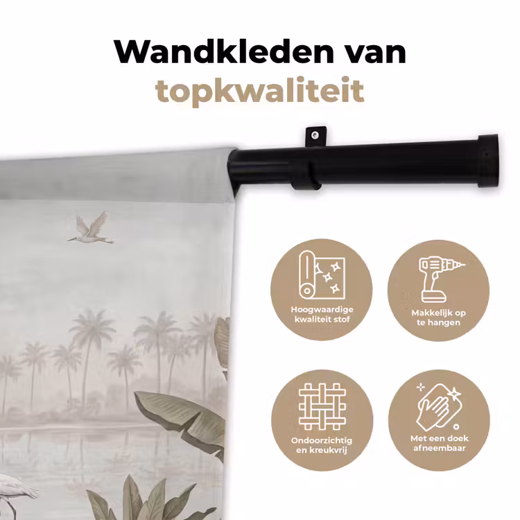 Wandkleed - Kraanvogels - Palmbomen - Tropisch — 3