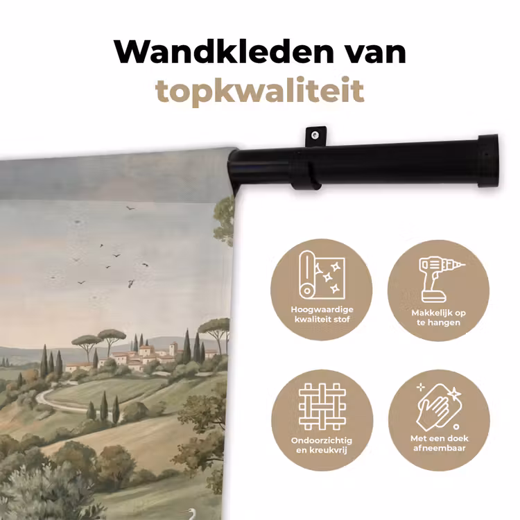 Wandkleed - Landschap - Heuvels - Zandpad - Groen — 3