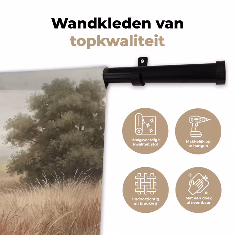 Wandkleed - Landschap - Minimalistisch - Beige — 3