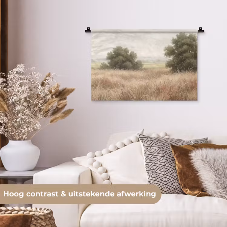 Wandkleed - Landschap - Minimalistisch - Beige — 4
