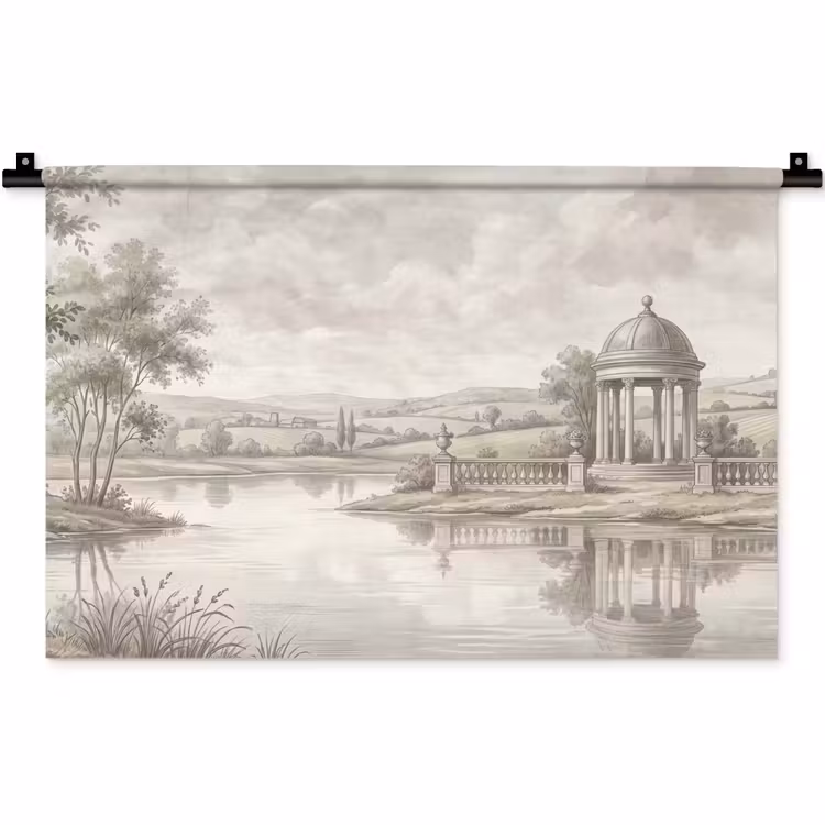 Wandkleed - Landschap - Water - Natuur - Sepia — 1