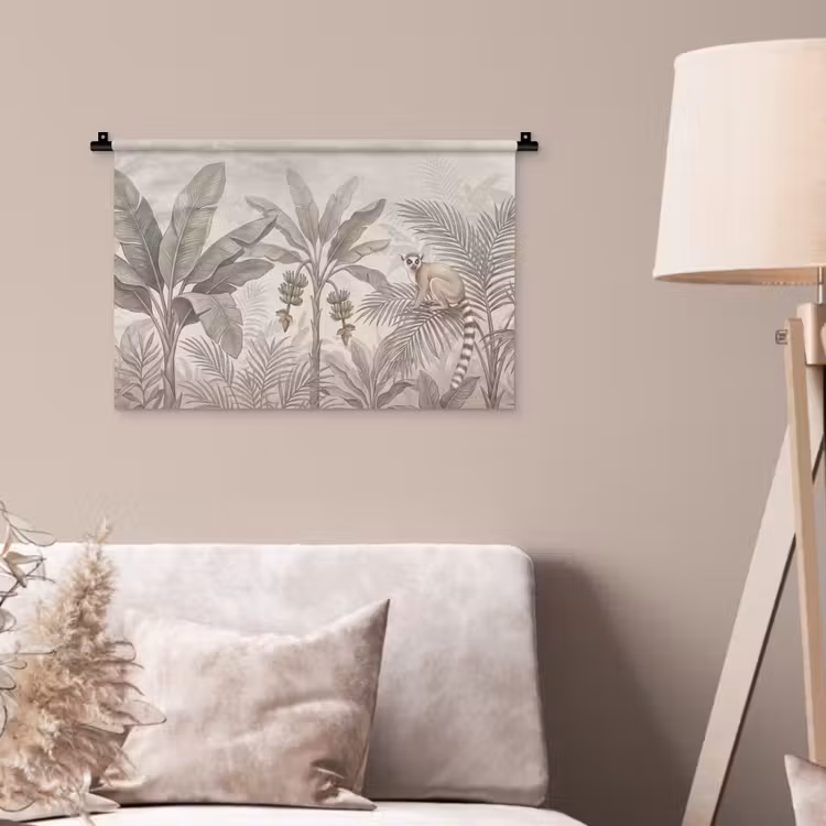 Wandkleed - Natuur - Jungle - Ringstaartmaki - Bruin — 2