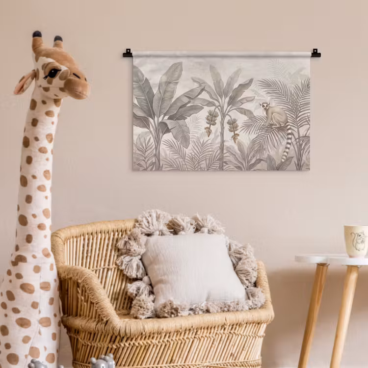 Wandkleed - Natuur - Jungle - Ringstaartmaki - Bruin — 5