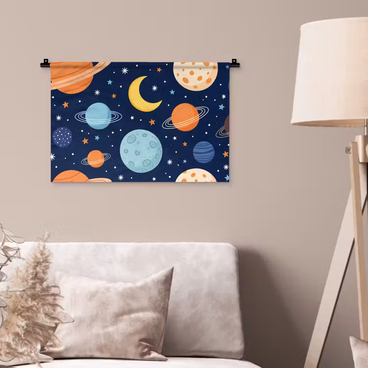 Wandkleed - Ruimte - Planeten - Kleurrijk — 2