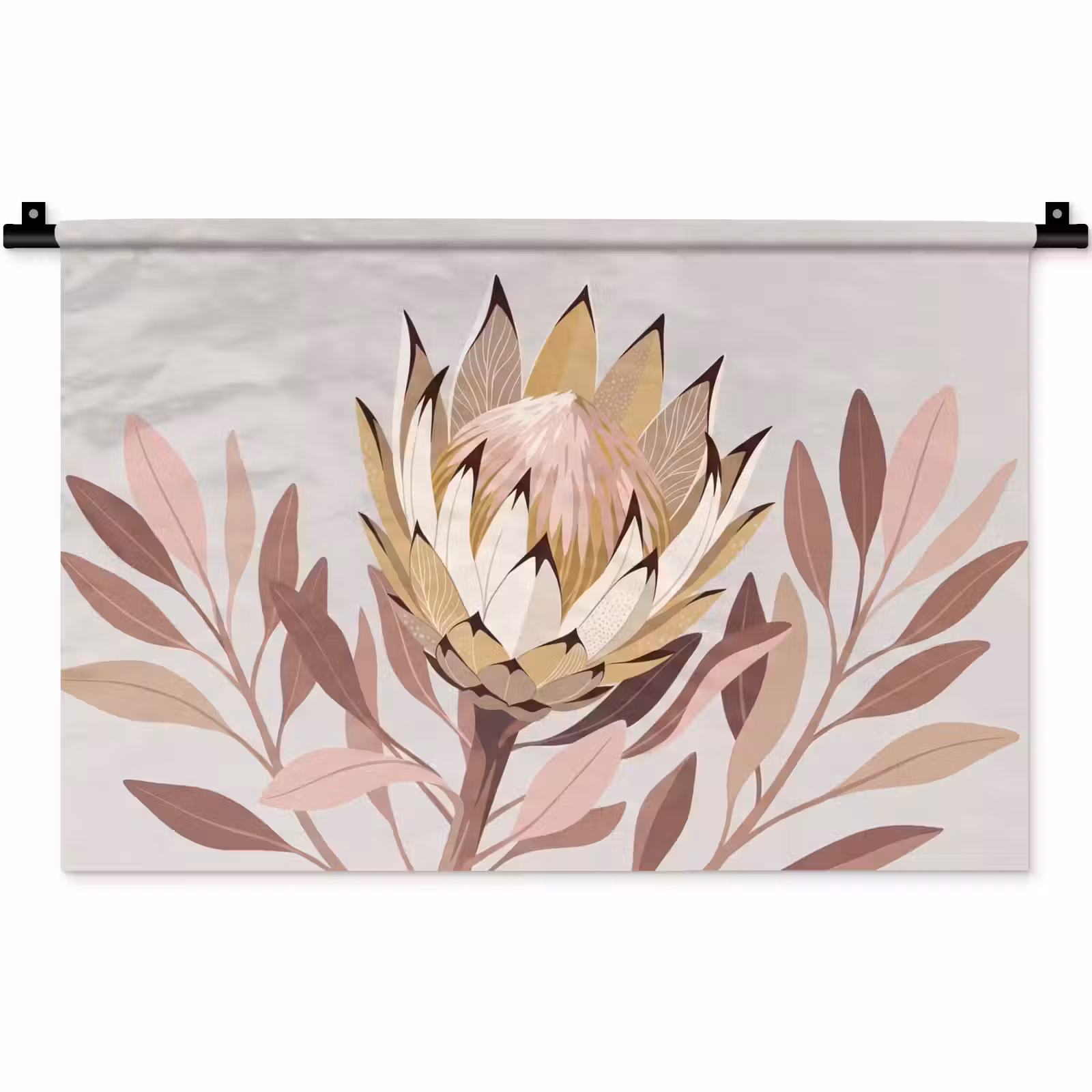 Wandkleed - Protea - Bloem - Botanisch - Beige — 1